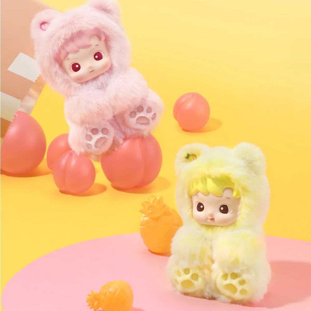 Popmart Hacipupu Gummy Bear Pineapple and Peach Flavor Plush Bag Charm Set of 2